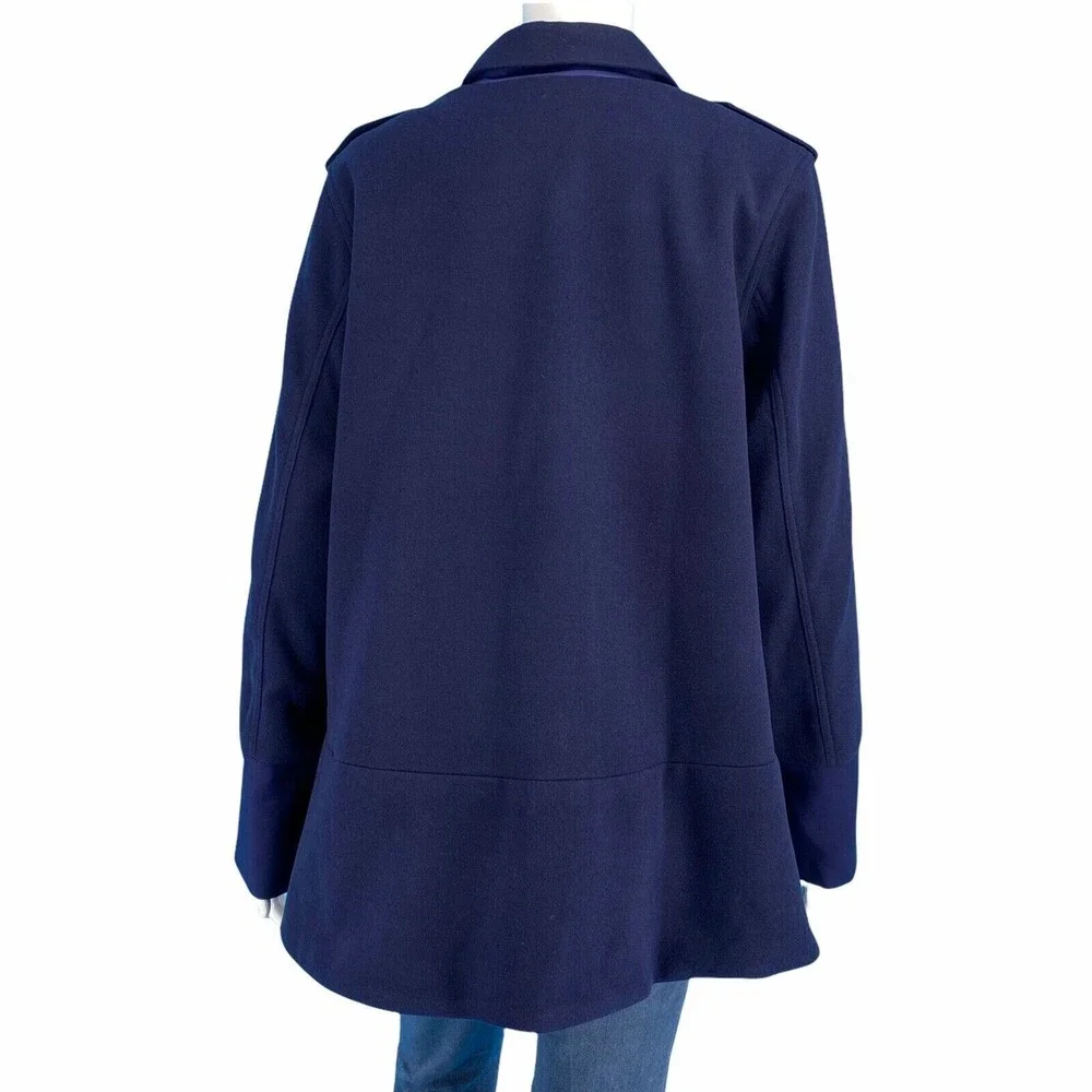 LOGO by Lori Goldstein Legacy Double Knit Coat Medium Size Blue Jacket w Pockets